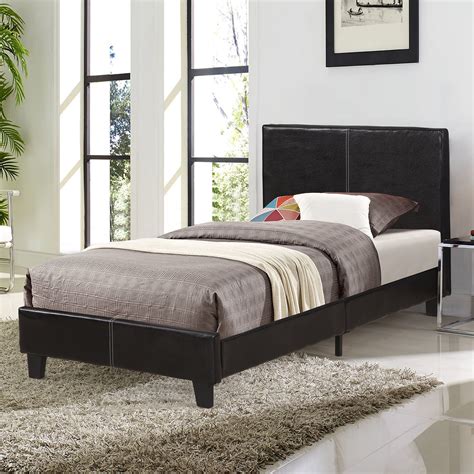 Modern Upholstered Platform Twin Bed Frame, Heavy Duty Twin Bed Frame with Headboard, Gray Twin ...