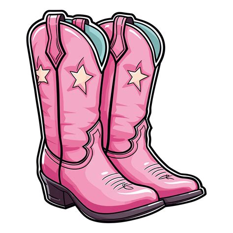 Pink cowboy cowgirl boots in western southwestern style, cowgirl illustration. 26721351 PNG