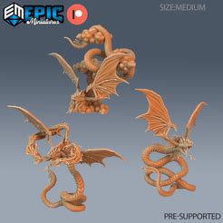 3D file Flying Snake Flying ‧ DnD Miniature ‧ Tabletop Miniatures ‧ Gaming Monster ‧ 3D Model ...