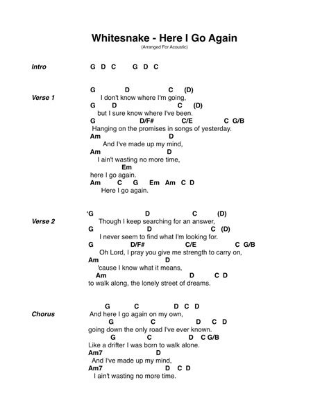 Guitar Lessons: Whitesnake Here I Go Again Guitar Chords