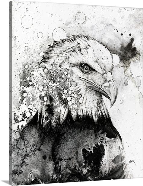 Black And White Illustration Of An Eagle, Illustration Wall Art, Canvas Prints, Framed Prints ...