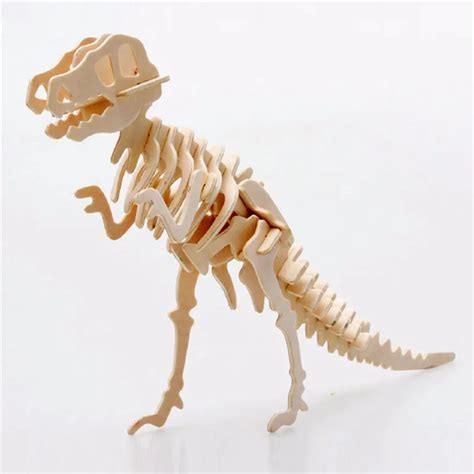 wooden 3D puzzle toy kids baby toys wood Triceratops Tyrannosaurus Dinosaur Skeleton 3d puzzles ...