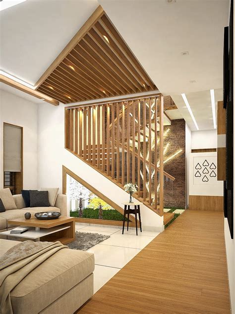 Stunning Modern Staircase & Living Area Interior Design - Kerala Home Planners