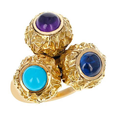 Cartier Gold, Turquoise, Amethyst And Sapphire Ring Available For ...