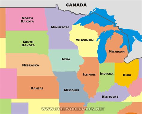 Printable Midwest States Map