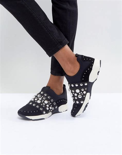 Carvela Kurt Geiger Luck Studded Trainers in Black - Lyst