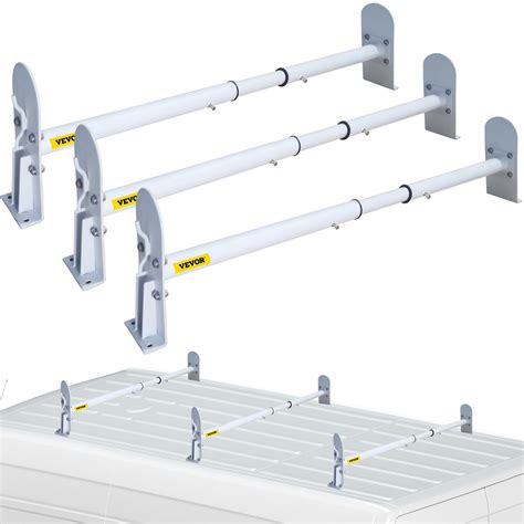 VEVOR Roof Ladder Rack Van Ladder Rack 34.6"-56" Adjustable 3 Bars 500 LBS White | VEVOR US