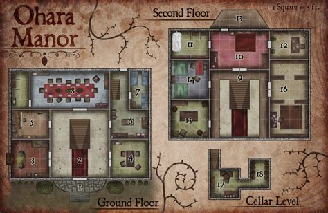 151 Ohara Manor | Fantasy map, Tabletop rpg maps, Map