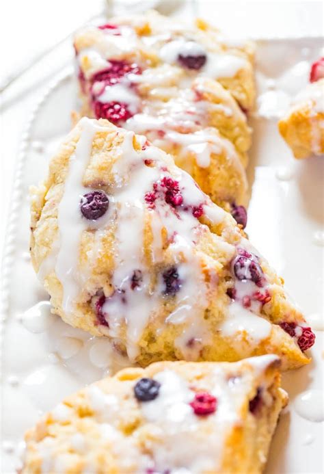 Glazed Mixed Berry Scones (+ Variations!) - Averie Cooks