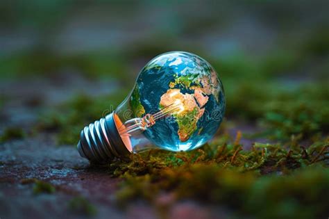 Environmental Enlightenment Light Bulb with a World Map Stock ...