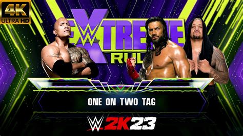 WWE 2K23 THE ROCK VS. ROMAN REIGNS & SOLO SIKOA ONE ON TWO TAG MATCH #wwe #shorts #ytshorts ...
