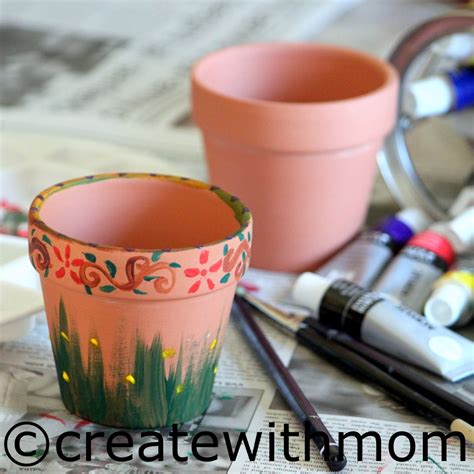 Create With Mom: Painting clay pots