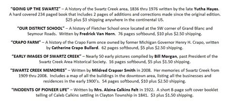 Swartz Creek Historical Society - Home Page