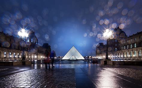 HD wallpaper: The Louvre Louvre Pyramid Buildings Paris Night Light ...