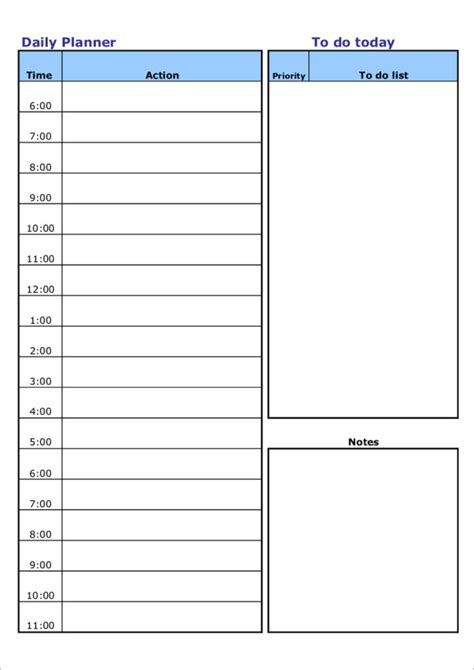 Free Printable Daily Schedule Template