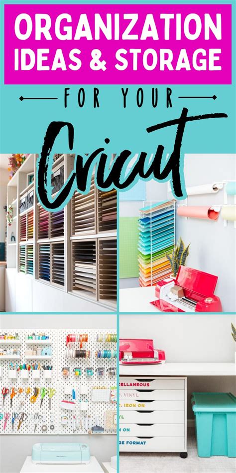 the organization ideas and storage for your craft room is shown in this collage with text overlay