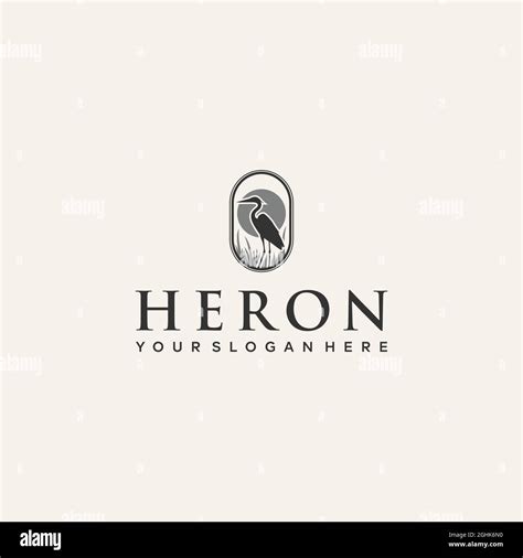 minimalist HERON oval heron grass logo design Stock Vector Image & Art - Alamy