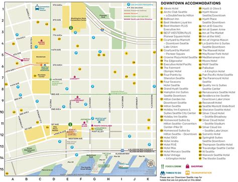 Seattle downtown accommodations map - Ontheworldmap.com