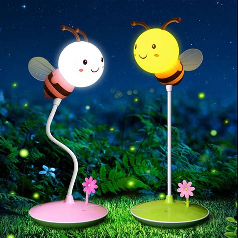 2021 LED Bee Night Light 5V USB Charge Touching Table Lamp Dimmable Lovely Honeybee Lamp Baby ...