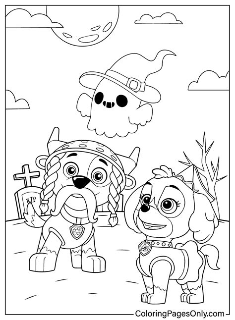 Paw Patrol Halloween Coloring - Free Printable Coloring Pages