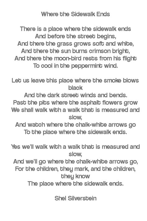 Where the sidewalk ends… | Shel silverstein quotes, Where the sidewalk ends, Words of wisdom