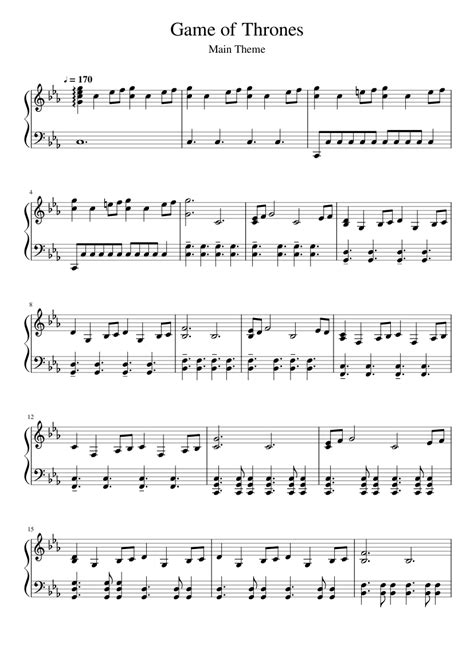 Game of Thrones - Main Theme Sheet music for Piano (Solo) | Musescore.com