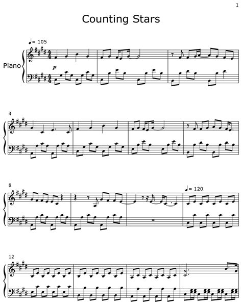 Counting Stars - Sheet music for Piano