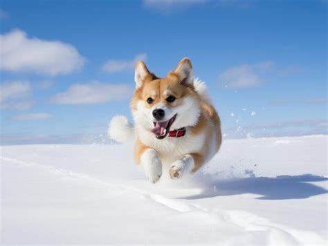 Premium AI Image | Happy dog running through the snow