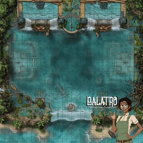 ArtStation - The Water Temple - Phased DnD battlemap