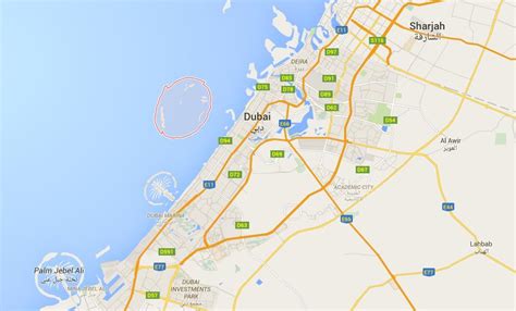 Where is The World Islands on map Dubai