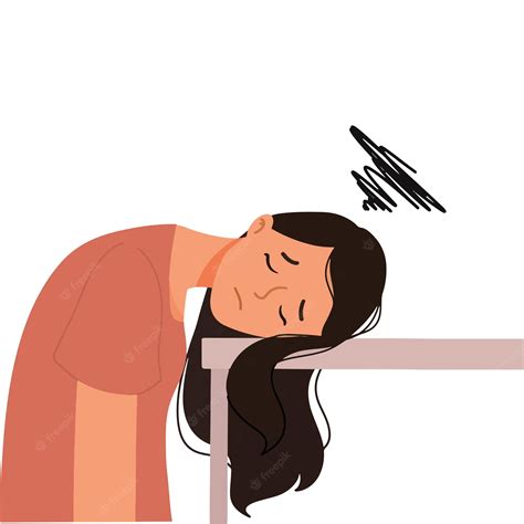 Premium Vector | Tired woman put her head on desk illustration