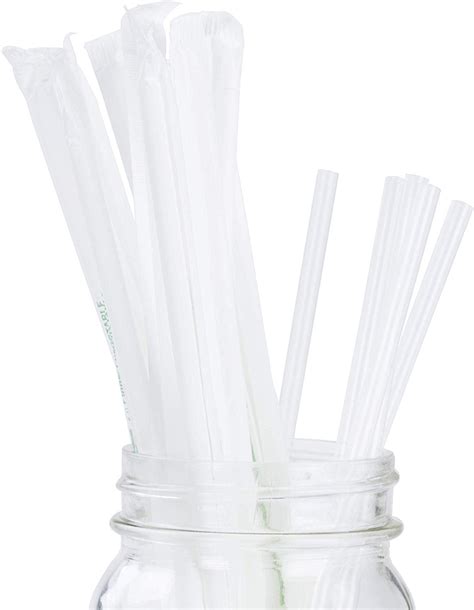 Clear Plastic Biodegradable Straws 200 Bulk Pack. Reduce Your Carbon Footprint With a ...