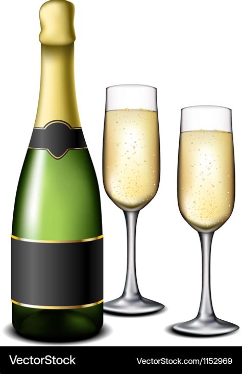 Champagne bottle with glasses Royalty Free Vector Image