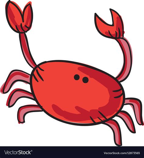 Crab cartoon drawing icon Royalty Free Vector Image