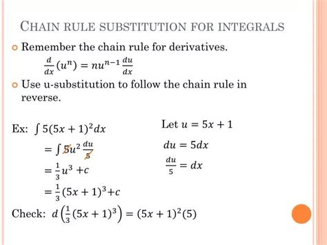 PPT - Chain rule substitution for integrals PowerPoint Presentation, free download - ID:2738241