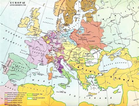 Historical map of Europe at 1700