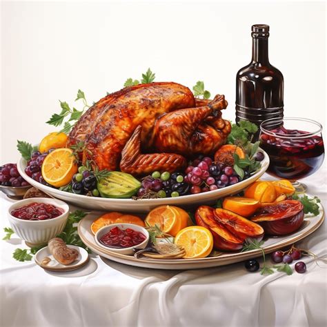 Premium AI Image | a banner of a traditional thanksgiving dinner table white background