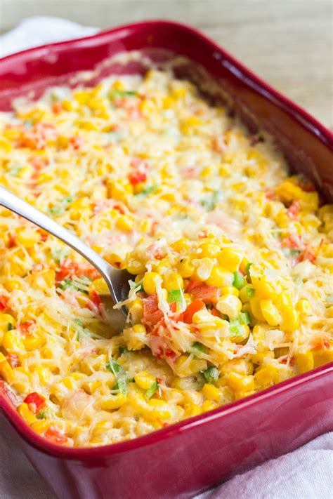 Creamed Corn Casserole with Peppers • Bread Booze Bacon