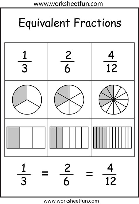 Equivalent Fractions Matching Worksheet