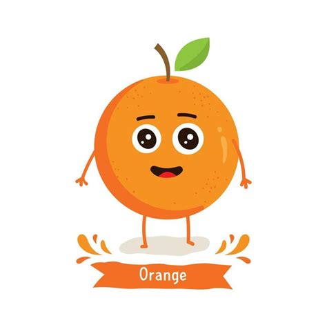 Cute Orange character, Orange cartoon vector illustration. Cute fruit vector character isolated ...