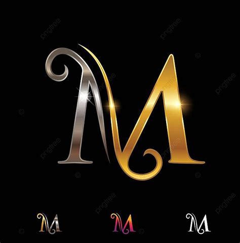 Gold And Silver Cursive Monogram Letter M Stylish Ornament Vintage Vector, Stylish, Ornament ...