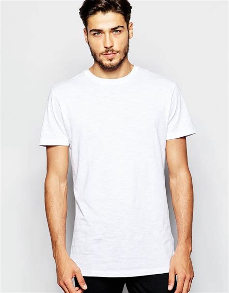 All White T Shirt Adpt Longline T-shirt With Back Print In White For ...