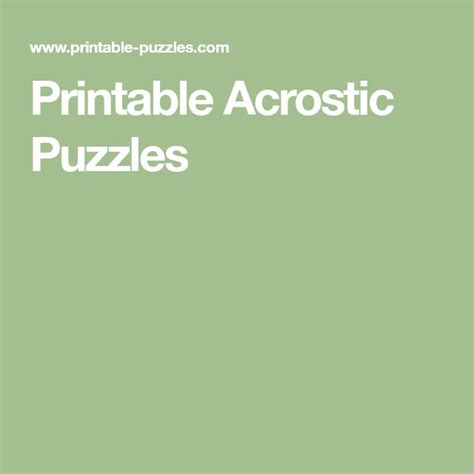 Printable Acrostic Puzzles | Acrostic, Online puzzles, Puzzle books