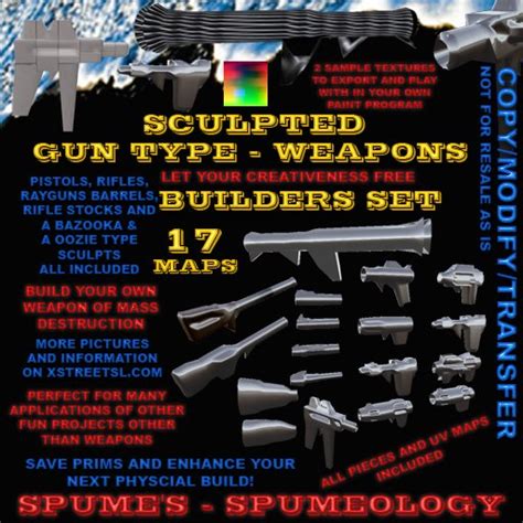 Second Life Marketplace - GUN WEAPONS SCULPTED SCULPTYS W/UV MAPS