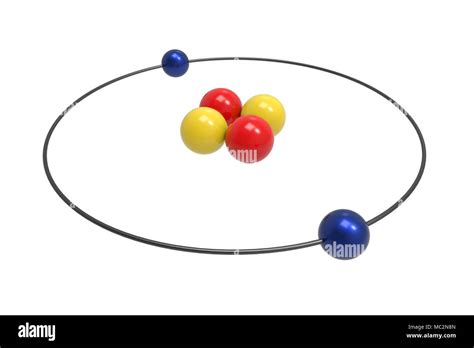 Bohr model of Helium Atom with proton, neutron and electron. Science and chemical concept 3d ...