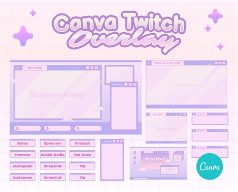 Canva Twitch Overlay Template Cute Aesthetic Window Overlay - Etsy Finland