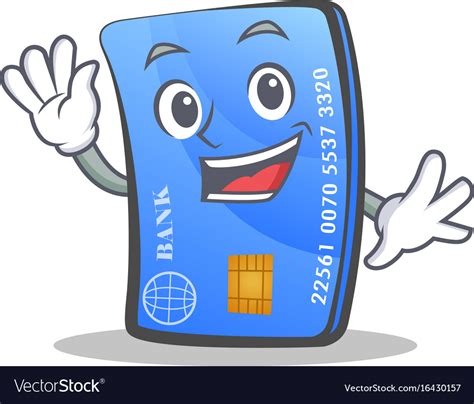 Waving credit card character cartoon Royalty Free Vector