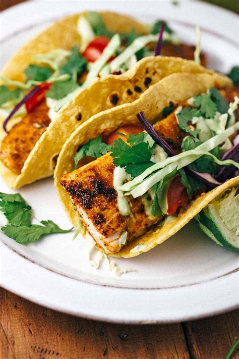 Blackened Fish Tacos with Avocado Sauce - Jessica Gavin