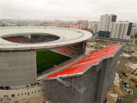 Surreal photos of Russian stadium that added seats OUTSIDE THE ARENA to be World Cup compliant ...
