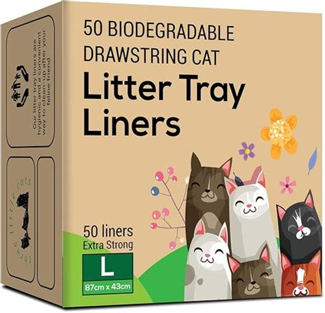 50 Large Biodegradable Cat Litter Tray Liners with Drawstrings ...